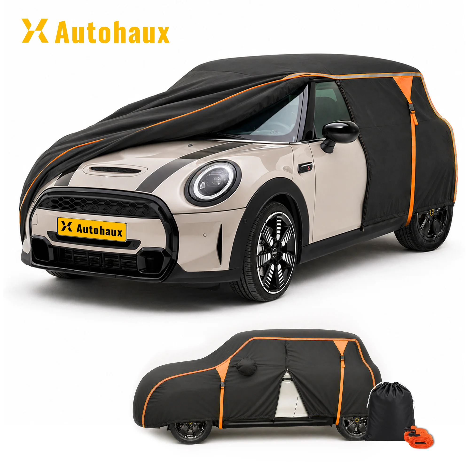 X Autohaux Waterproof Car Covers 210D-PU Oxford Car Cover All Weather Outdoor Protection for BMW Mini Cooper 2 Door 2002-2024