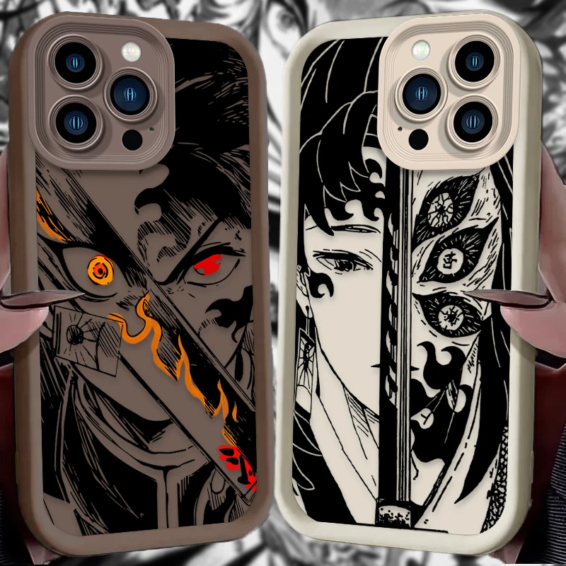 Anime Demon Slayer Case For iPhone 16 15 14 13 12 11 Pro Max X XS X S Max XR SE 2020 7 8 Plus Shockproof Silicone Back Cover