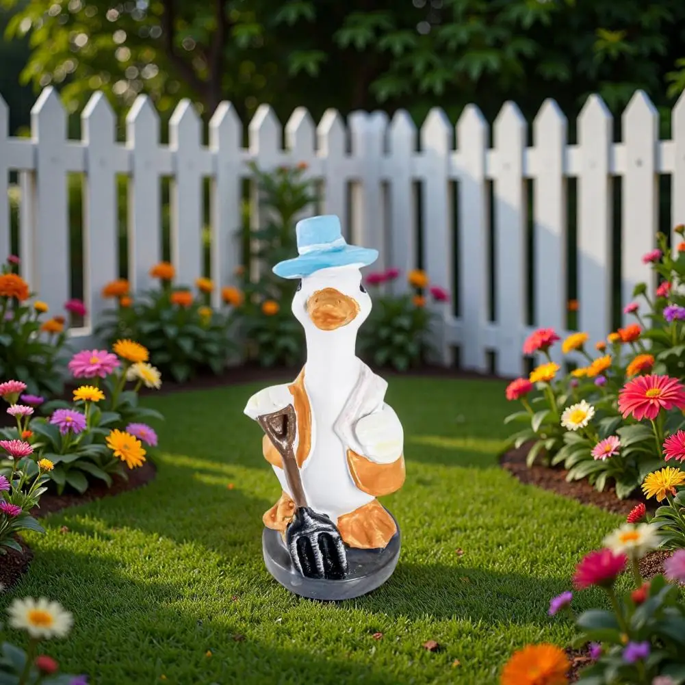 Resin Duck Figurine Garden Duck Ornament Outdoor Garden Duck Statue Resin Figurine Weather-resistant Farm Yard for Gardening