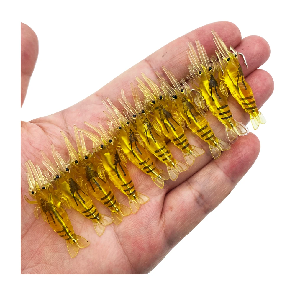 10Pcs 4cm 1.5g Soft Shrimp Shrimp Worm Shrimp Fishing Lure Tackle Luminous Wobbler Perch Carp Silicone Sharp Lure Artificial