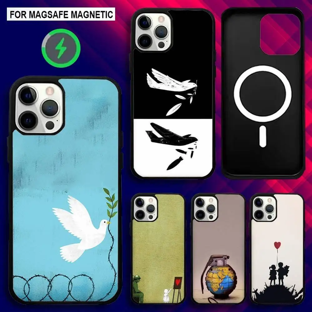 

Art Graffiti War Peace Phone Case For iPhone 16e,16,15,14,13,12,11,Plus,Pro,Max,Mini Magsafe Magnetic Wireless Charging