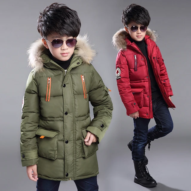 4 6 8 10 12 14 Years Big Boys Jacket Winter Thick Warm Teenager Kids Jackets Fashion Long Style Zipper Hooded Children Outerwear AliExpress