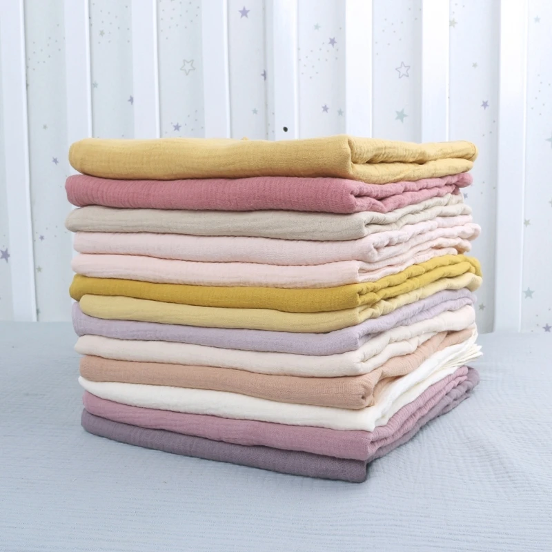 Couverture d'emmaillotage pour bébé en crêpe-coton imprimé, couverture pour bébé, serviette bain, literie berceau, Non