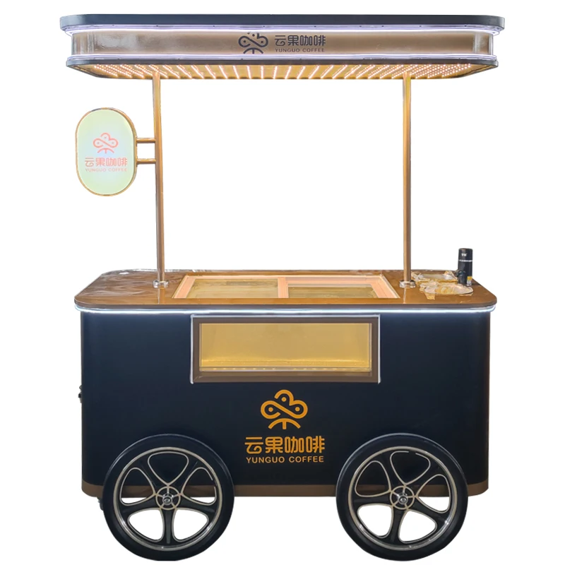 Hotel Commercial 110V Italian Ice Cream Display Booth Car Refrigerator Creative Food Restaurant Cart