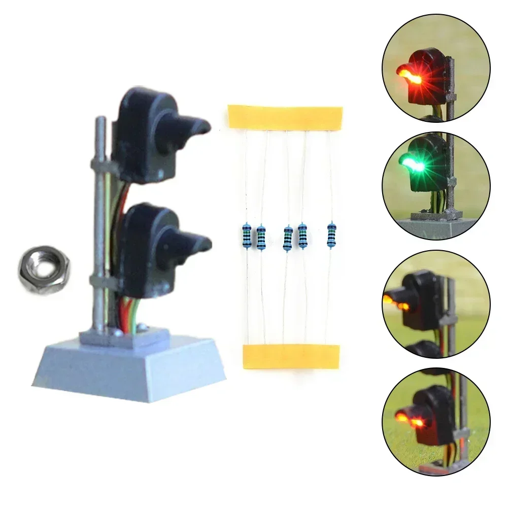 LEFU 10 Pcs Têtes de Signalisation Ferroviaire avec LEDs de 3mm pour Modèle de Train à l'Échelle HO OO Accessoires de Mise en Page Lumières Vertes Rouges Compatibles AC DC 3V