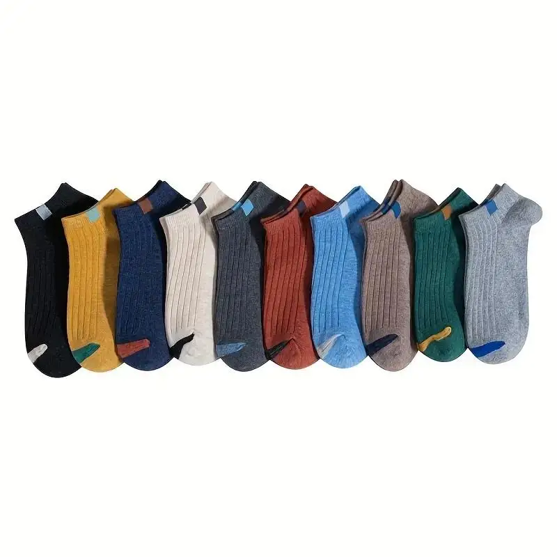 10 Pairs Of Men\'s Low Cut Ankle Socks, Anti Odor & Sweat Absorption Breathable Cotton Blend Socks, For All Seasons Wearing