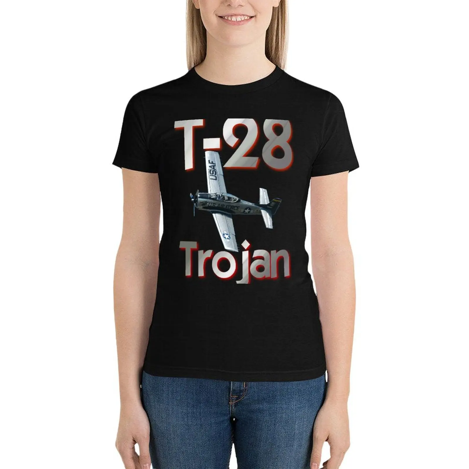 North American T-28 Trojan T-Shirt summer clothes Short sleeve tee tshirts woman