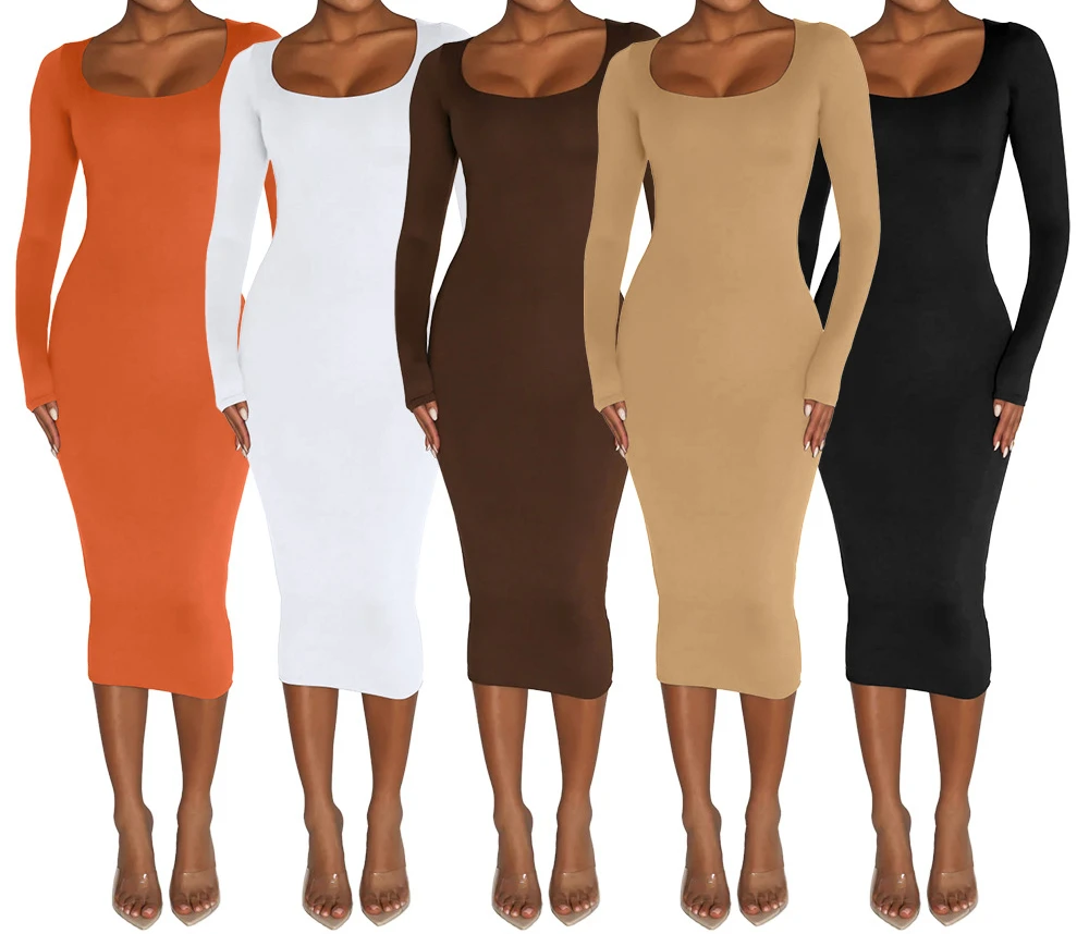 Long Sleeve Bodycon Women\'s Dress Sexy Party Bandage Long Dresses Thick Differentcolor