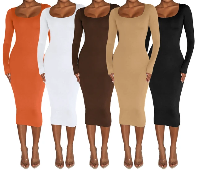 Sukienka damska Bodycon z długim rękawem Seksowna bandażowa długa sukienka na imprezę Gruby różny kolor