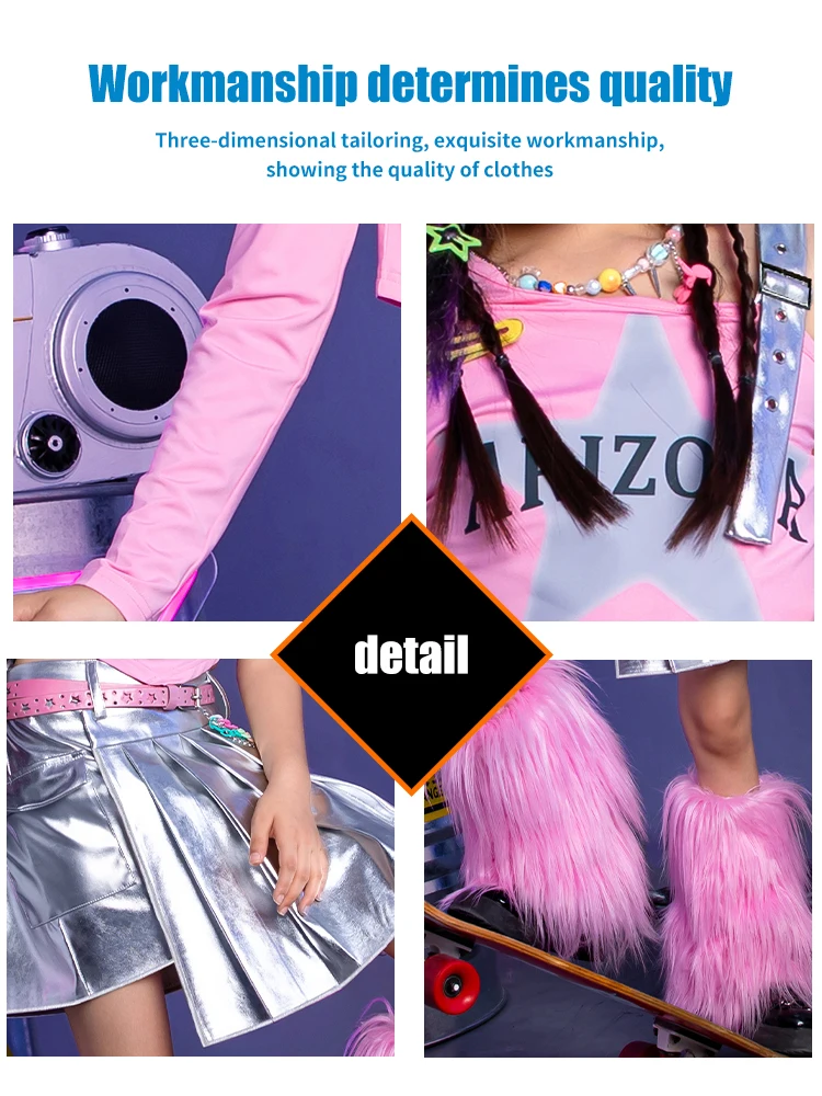 Girls and girls Group jazz dance performance clothing Top skirt Children\'s jazz dance fashion suit children\'s cool clothes girl