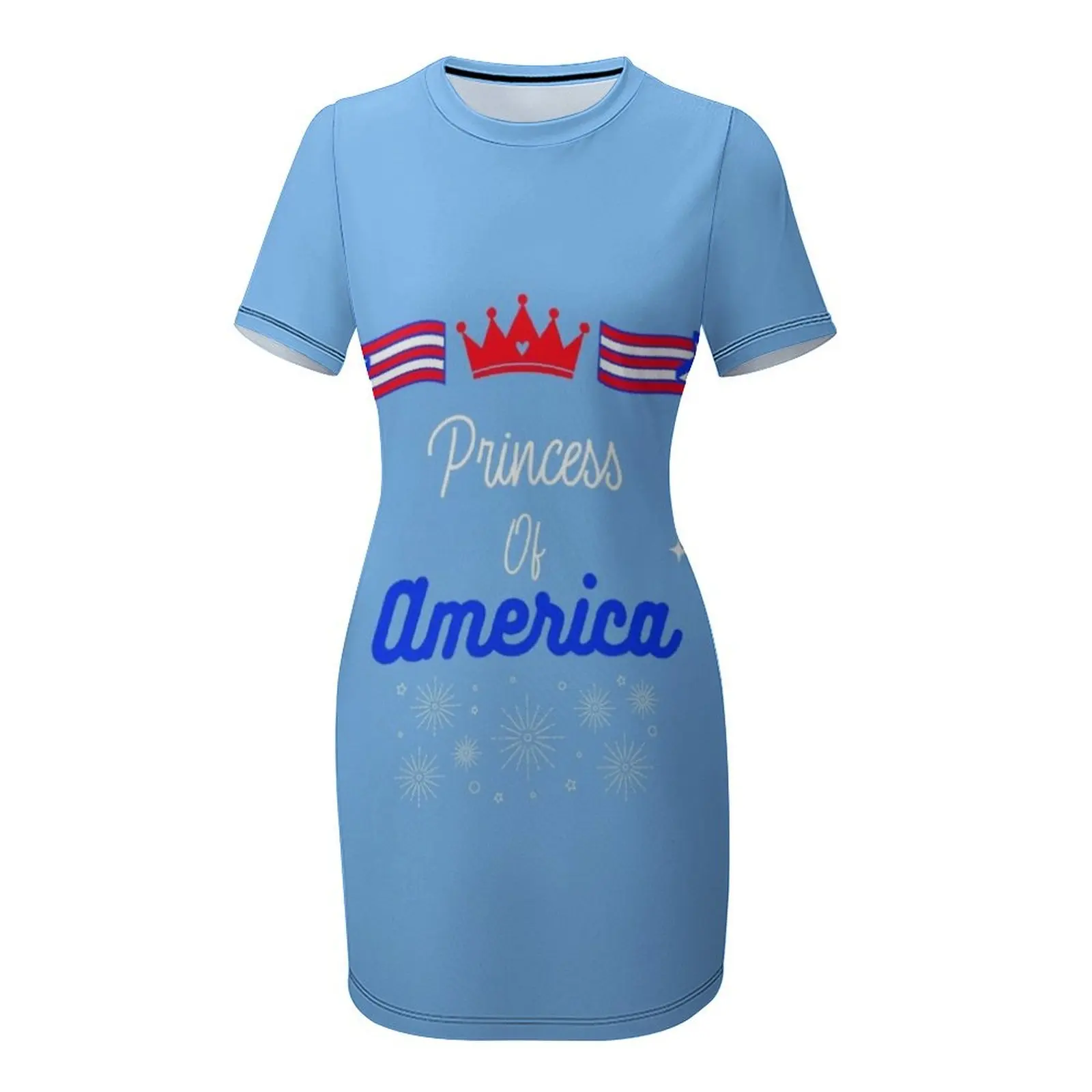 الرابع من يوليو - تي شيرت أميرة أمريكا فستان بأكمام قصيرة فساتين صيفية فستان صيفي نسائي 2025