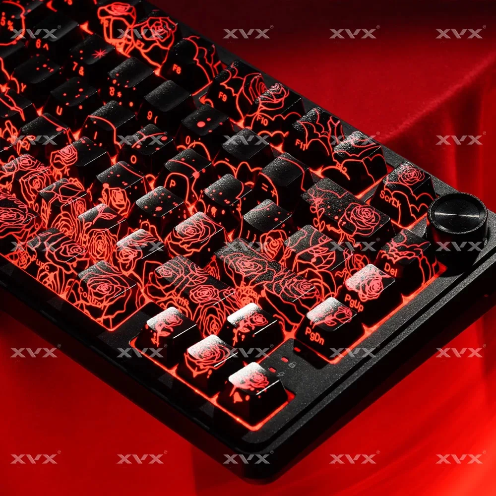 XVX Rose 2.0 Keycaps Side-Engraved Translucent IMD Process Pattern Backlit Magnetic-Axis Mechanical Keyboard Caps