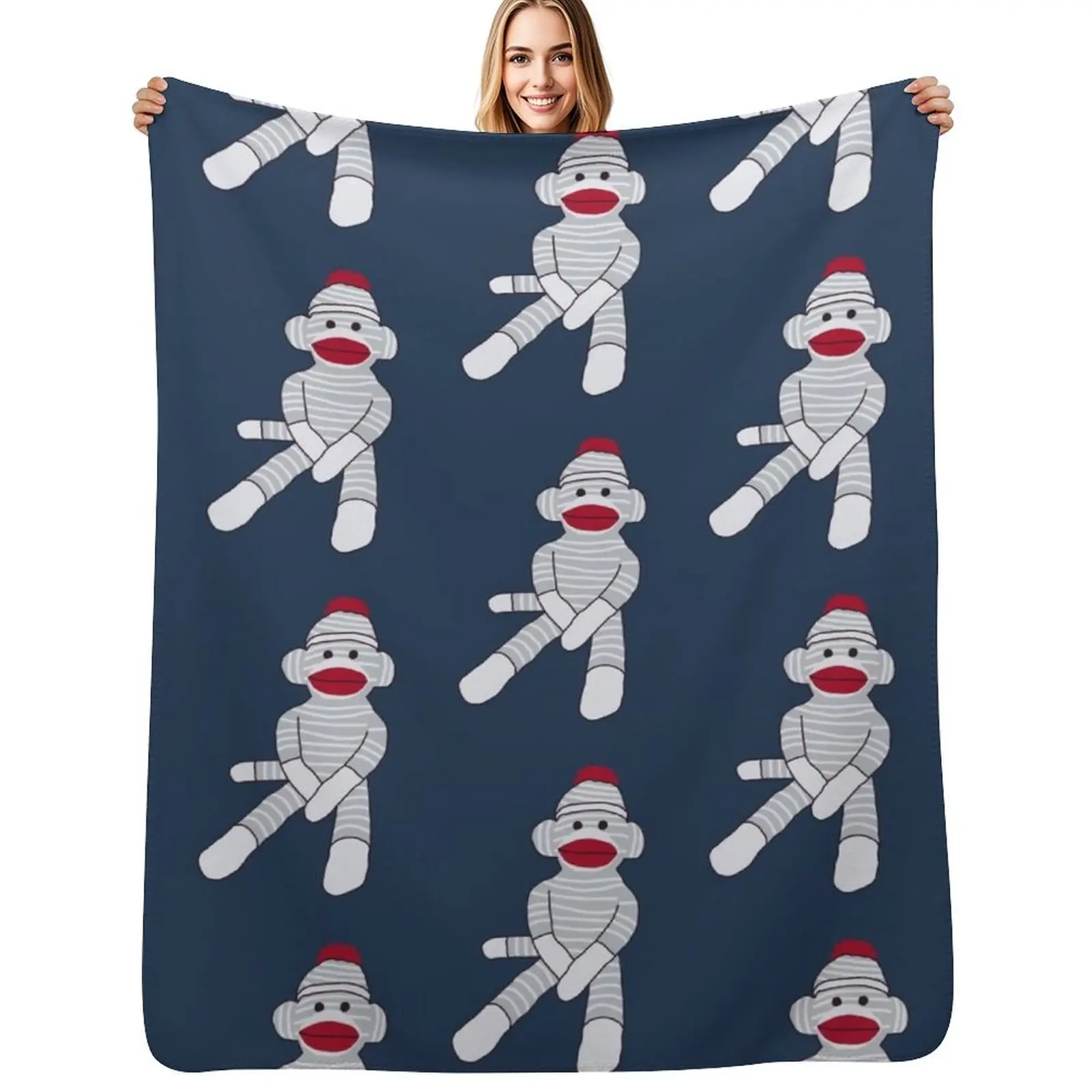March 7th Sock Monkey Day Throw Blanket Ultra Plush Cozy Blanket for Napping Sleeping