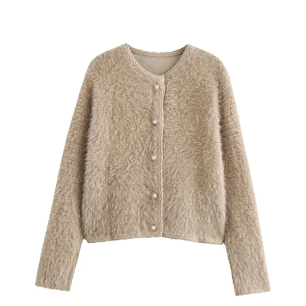 

Knitted Loose Top Round Neck Long Sleeve Button Autumn/Winter New Style Temperament Coat