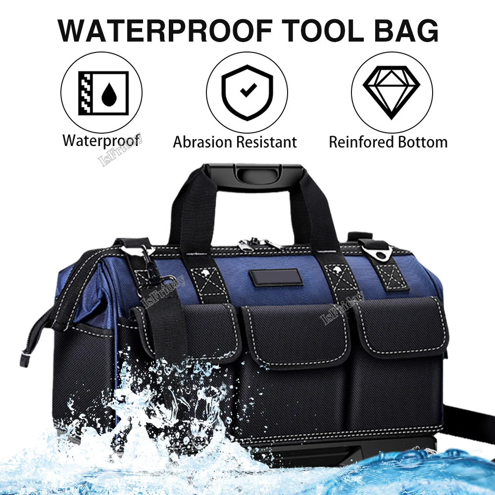 Large Electrician Tool Bag Organizer Heavy Duty Tool Pouch Bag Waterproof Anti-Fall Storage Bag with Multi Pockets Pochete