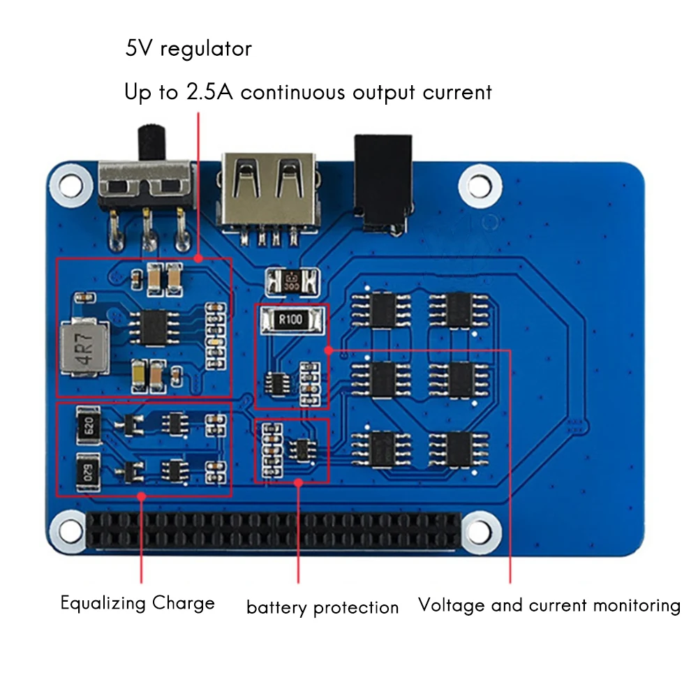 AP-для источника питания ИБП Raspberry Pi Стабильный источник питания 5 В
