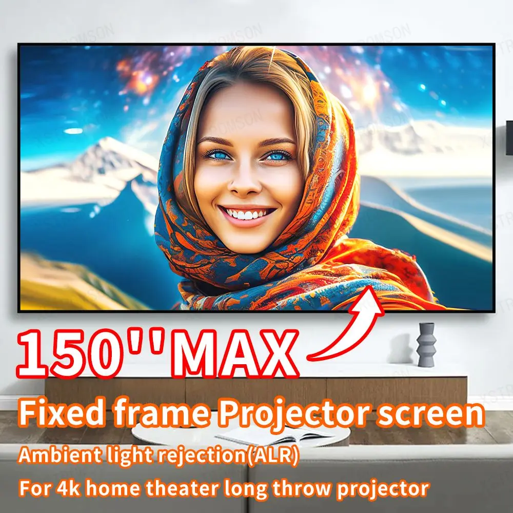 

2024 Hot Black Crystal ALR CLR Projection Screen 1CM Bezel Frame 72-150 inch 4K 8K Ambient Light Rejecting for Normal Projectors