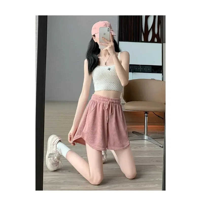 

Новые женские шорты на лето 2026: однотонные, с высокой талией, вафельные, микроэластичные, на шнурке, для спорта и отдыха, домашние, широкие штанины