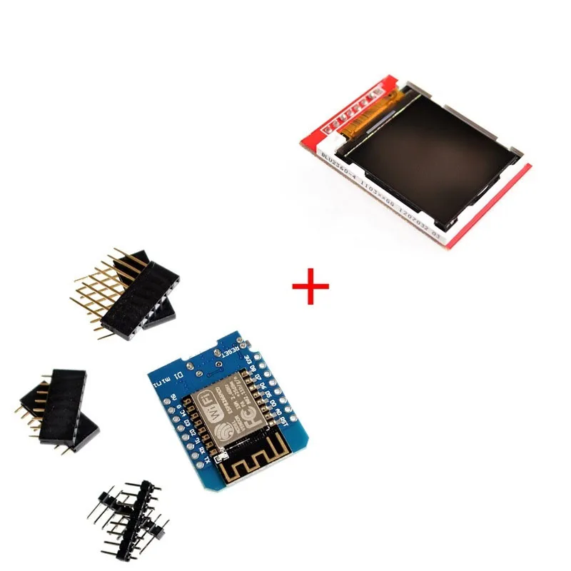 1~20Pcs mini D1 Wifi ESP-12F N ESP8266 Development Board+TFT LCD Module 1.44-inch Screen