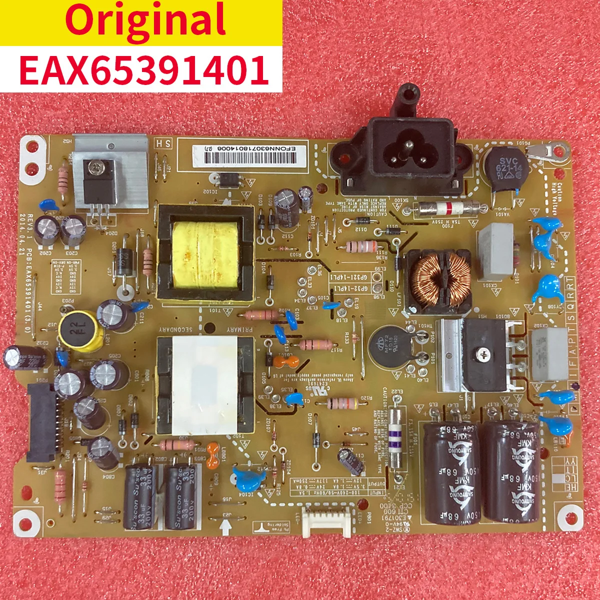 32インチテレビ32lb5610用、電源基板eax65391401-gp32i-14pl1。