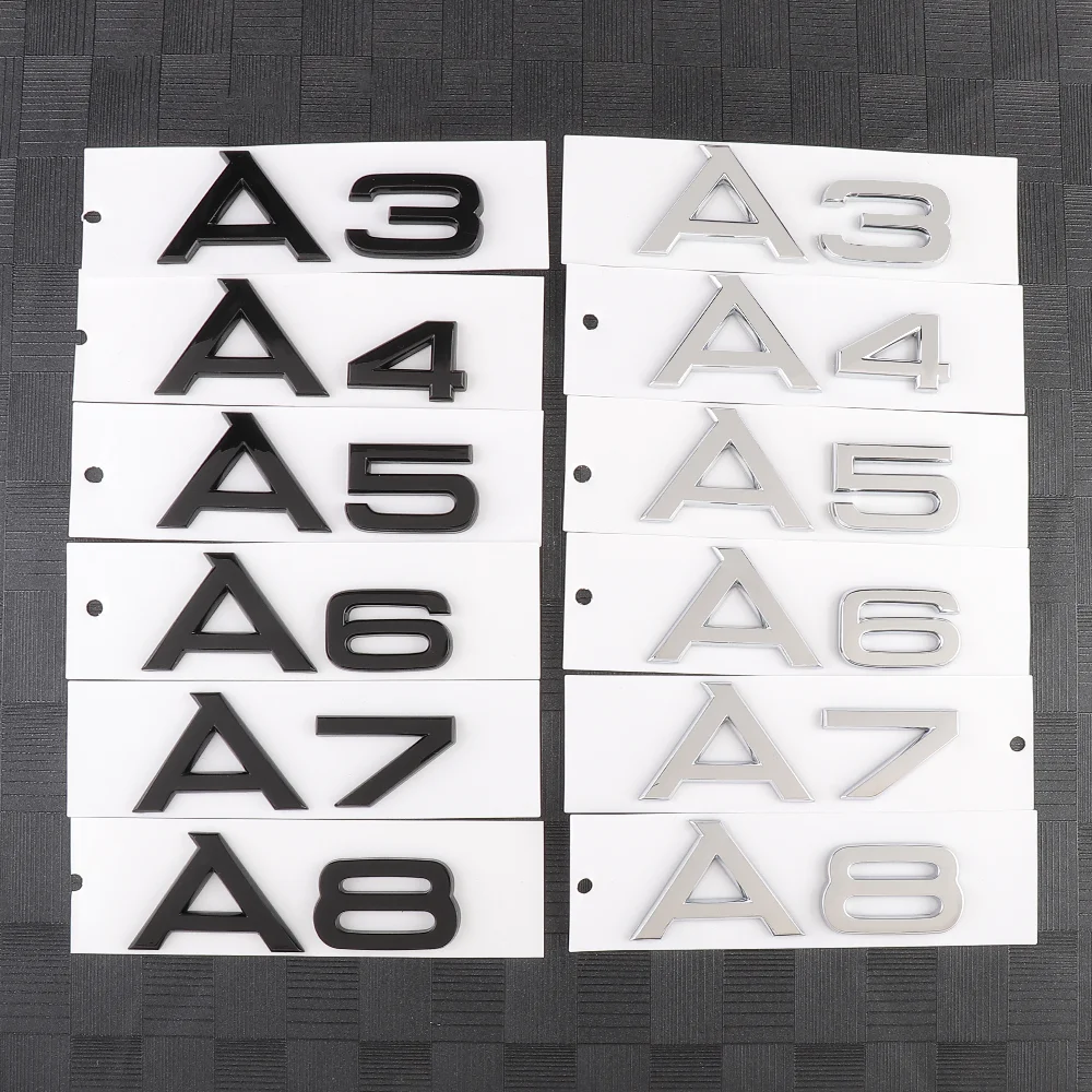 3D ABS A3 A4 A5 A6 A7 A8 A4L A6L A8L Q3 Q5 Q7 Letters Car Rear Trunk Emblem Decoration Sticker For Audi Sline Quattro RS A1 A2