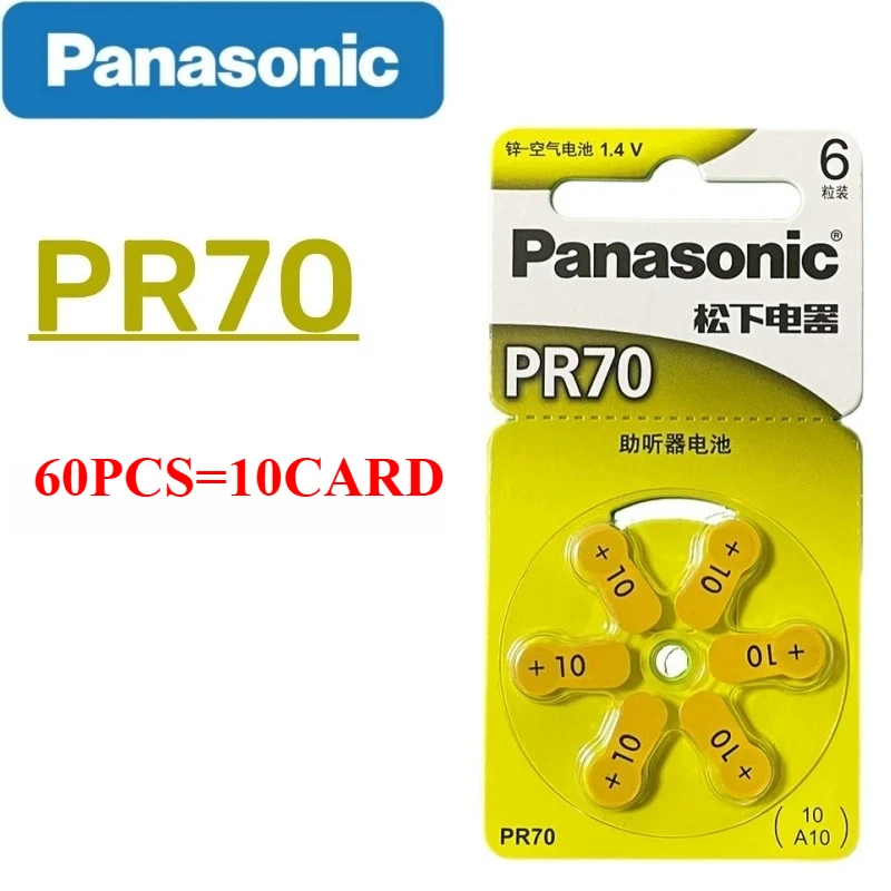 Originele Panasonic Hoortoestel Zink-lucht Batterijen 60 Stuks A10 A13 A312 A675 PR41 PR48 PR70 PR536 PR44