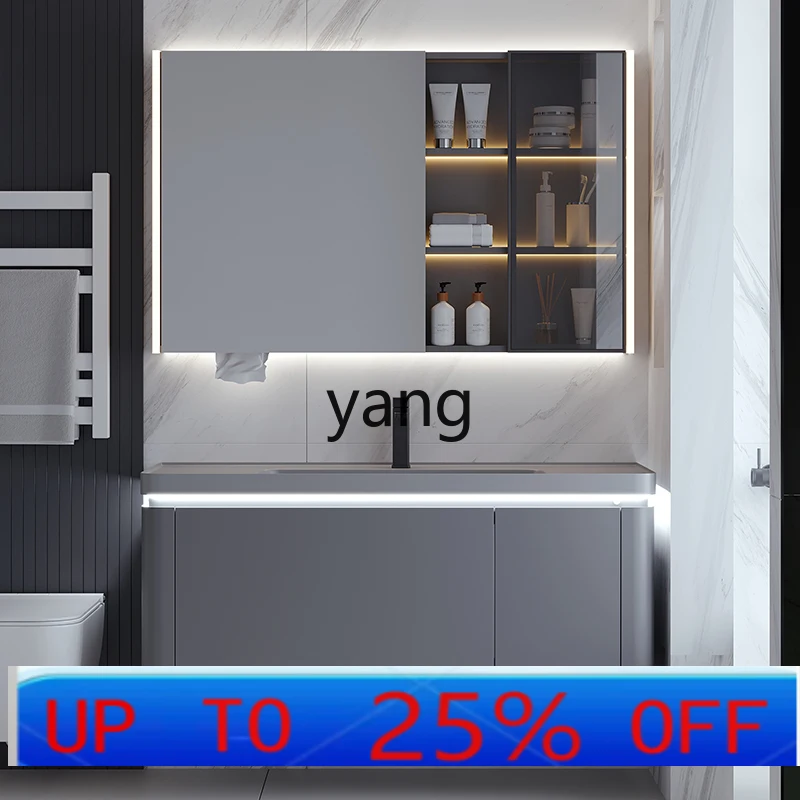 

LMMSimple Beauty Stone Skin Feel Integrated Basin Bathroom Cabinet Set Washroom Sink