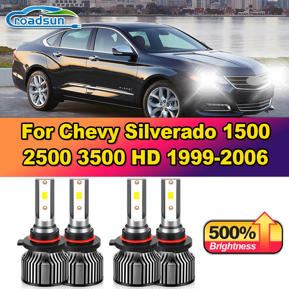 

240W Turbo Auto Lamps 40000LM CSP Chips LED Headlight Bulbs 6000K 12V For Chevy Silverado 1500 2500 3500 HD 1999-2004 2005 2006