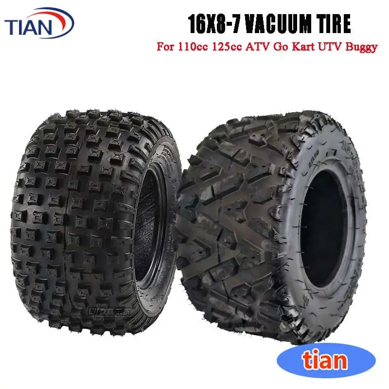 16x8-7 Off-road Vacuum Tyre 16*8.00-7 Thickened Tubeless Tire For 110cc 125cc ATV Go Kart UTV Buggy Electric Quad Bike