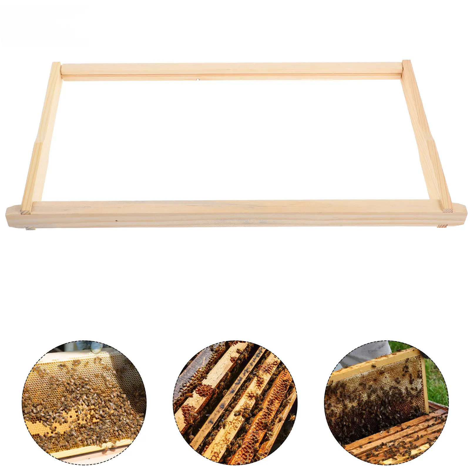 Unassembled Pine Wood Beehive Frame 483x232mm, Beekeeping Nest Foundation Frame, Durable Beehive Replacement Part for Apiary