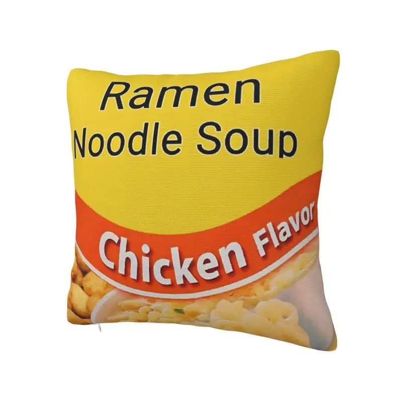 Custom Ramen Noodle Soup Chicken Flavor Cushion Covers 45x45cm Soft Throw Pillow Case for Car Pillowcase Bedroom Decoration