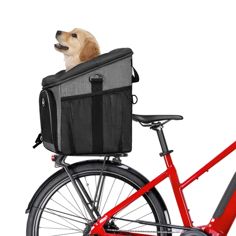 Dog Bike Basket Soft-Sided Carrier with 4 Mesh Windows for Small Cat Puppies Pet  for Travel