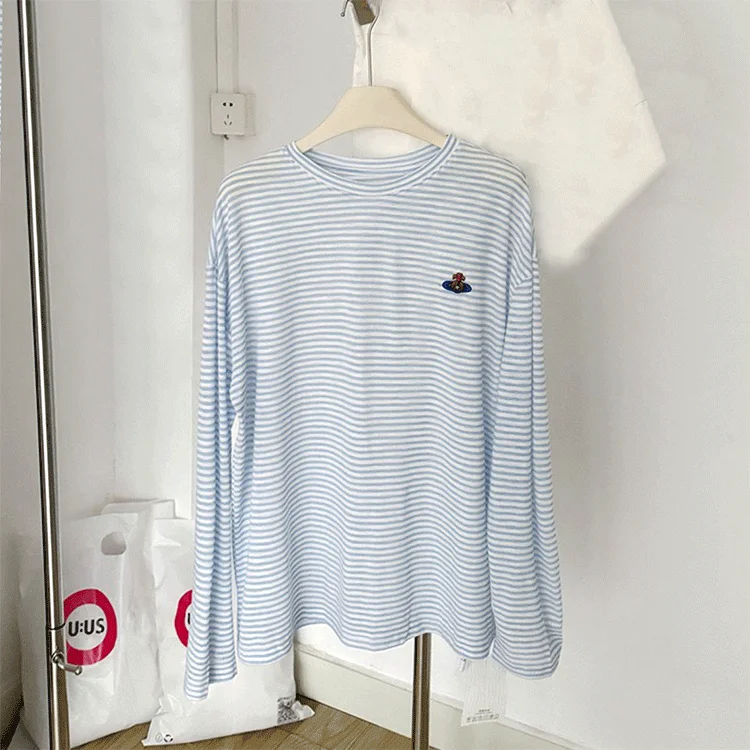 

Женская футболка Princess Greenn с длинным рукавом, базовая модель, весна 2025, повседневный стиль, круглый вырез, хлопковая смесь, с вышивкой