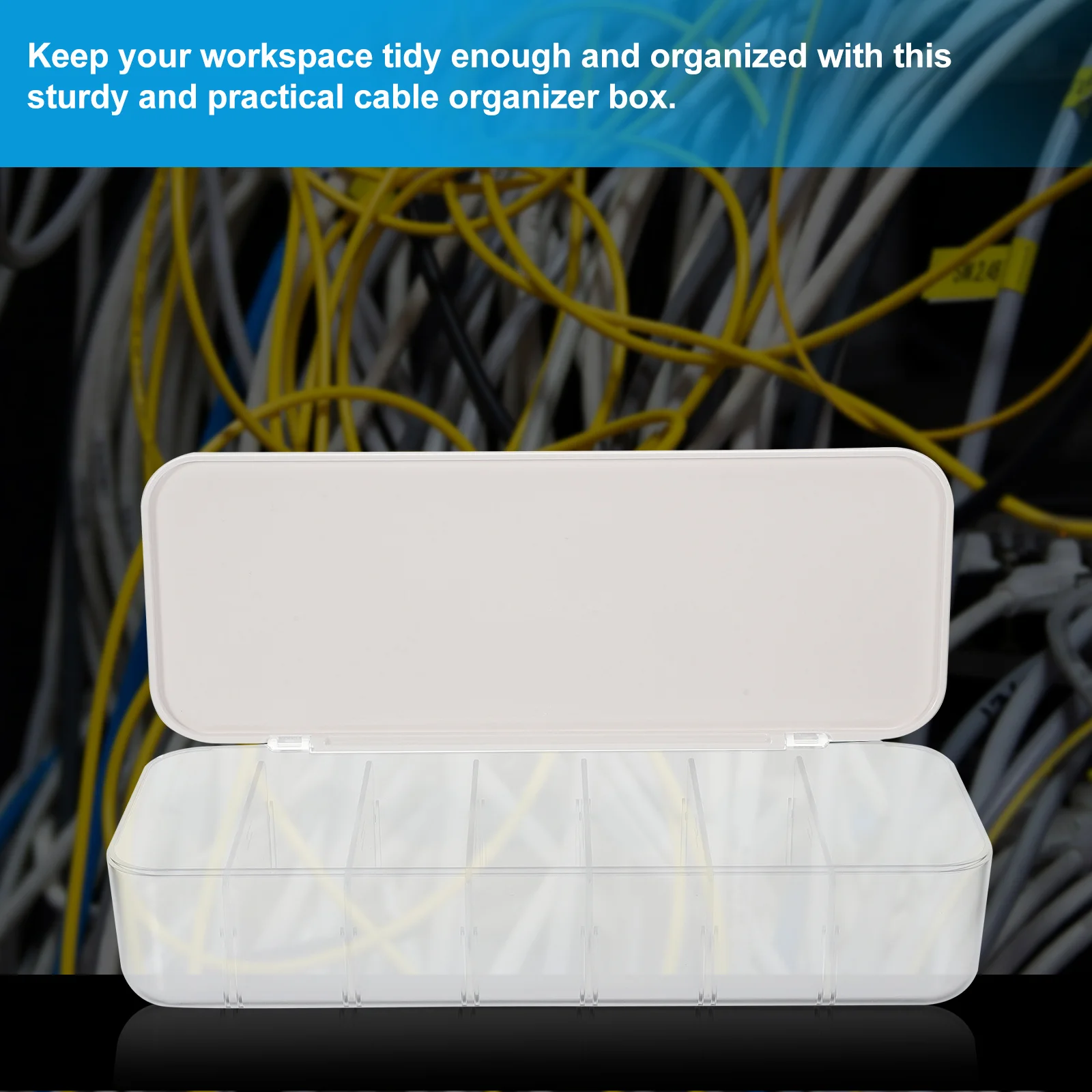 

Detachable Dividers Clear Organizer With Lid For Desk Home Office Pp Material Separate Compartments Cord Organizer With Lid