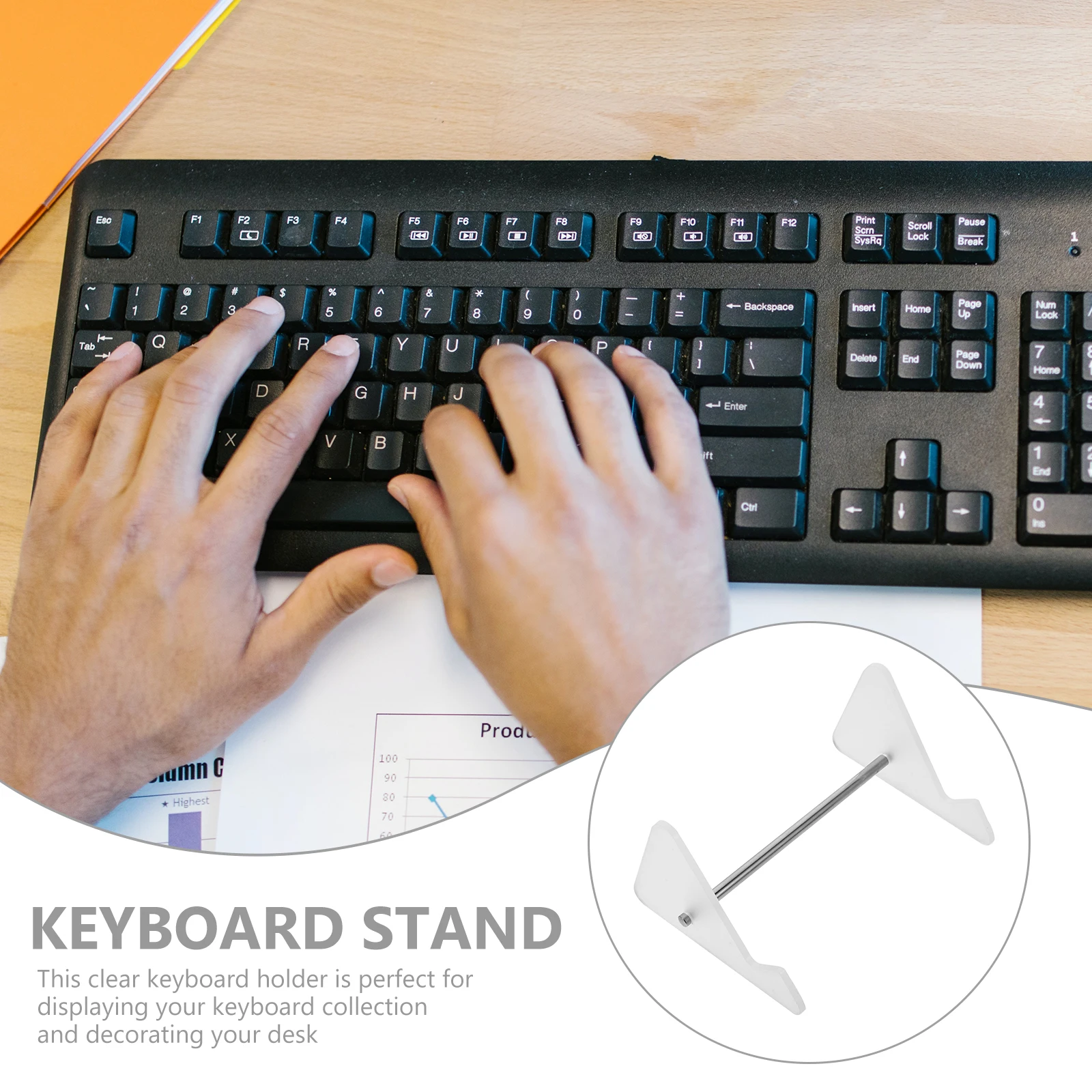 

1-Tier Acrylic Keyboard Stand Mechanical Keyboard Holder Transparent Display Desk Storage Organizer Acrylic Desk Accessories