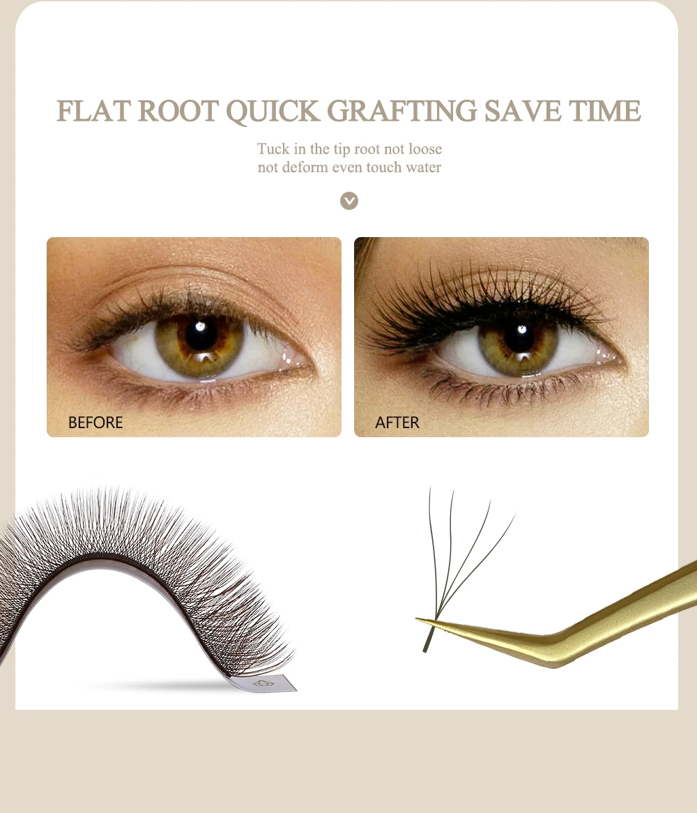 SAKURAHANA Braune automatisch blühende W-förmige 3D 4D 5D vorgefertigte Wimpernfächer, natürliche, weiche, professionelle Make-up-Wimpern – Detail 7