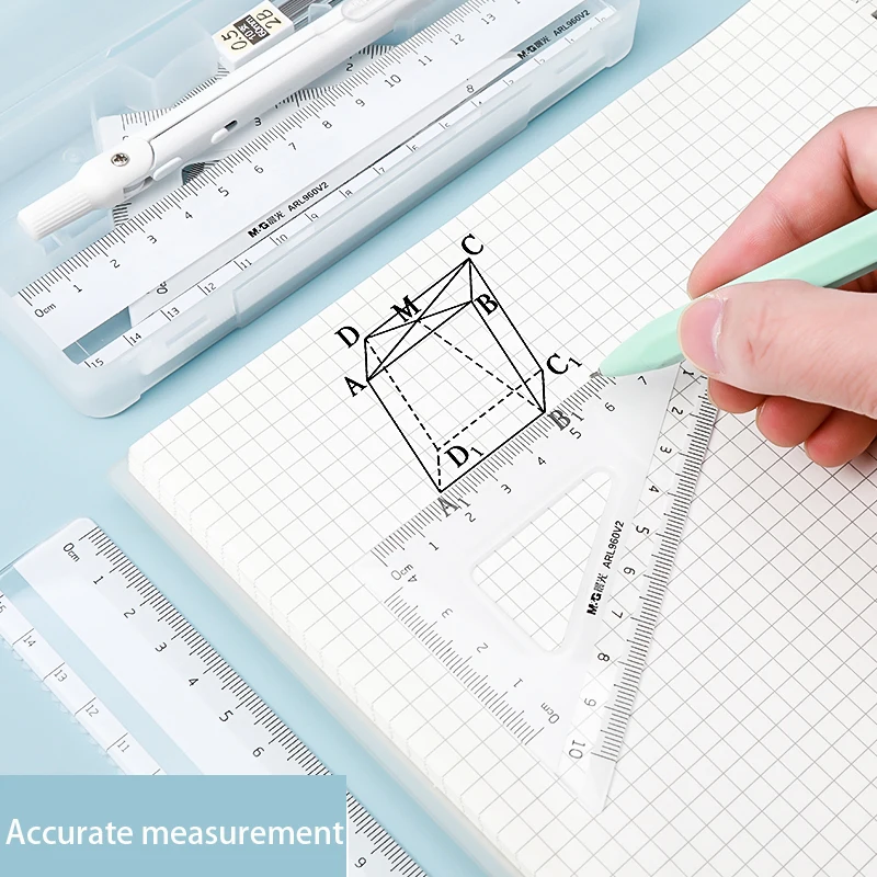 M&G Mathematical Rulers Set Multi-function Professional Compass Ruler Drawing Tools School Supplies Students Stationery