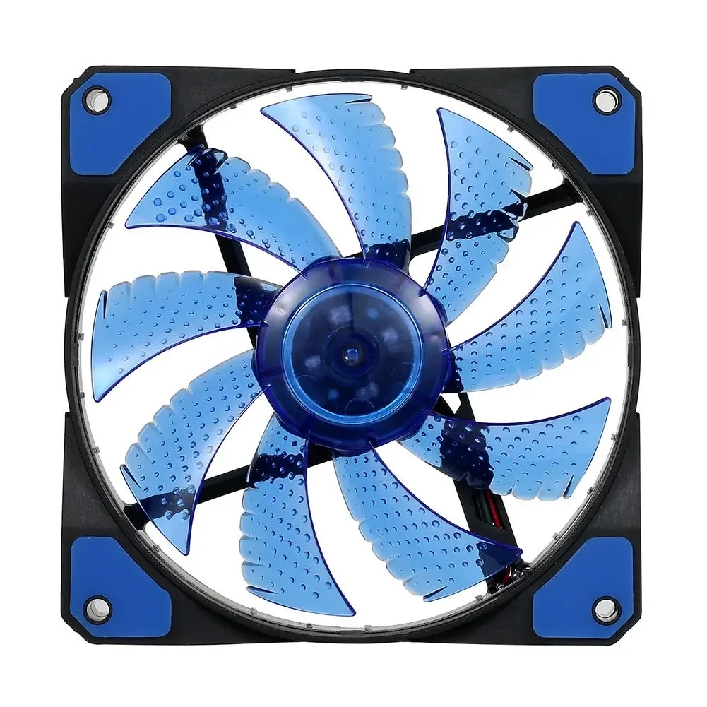 コンピューター用120mm LED静音ケースファン、15個のLEDライト付き、12V CPUクーラー、クーラーマスター冷却ファン、DC 12V、4ピンおよび3ピンコネクタ
