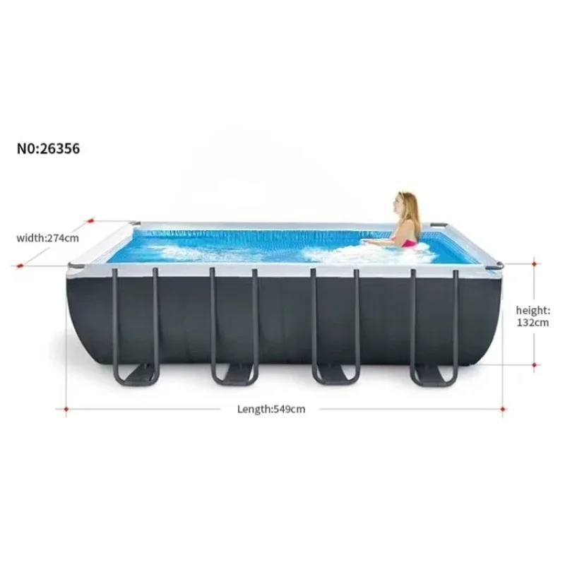 【من الصين】INTEX 26356 5.49*2.74*1.32m إطار مستطيل كبير فوق الأرض حمام سباحة فولاذي وإكسسوارات متضمنة Family Enj #3