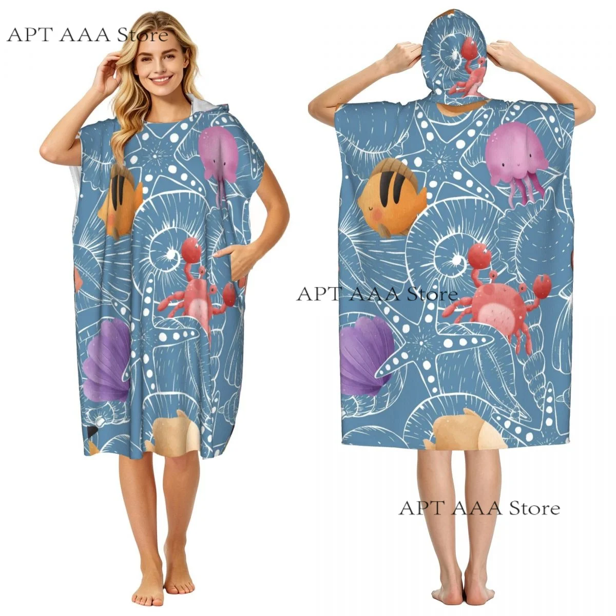 Beach Towel Microfiber Travel Towel Quick Dry Compact Jellyfish Lightweight Beach Towel with Hood