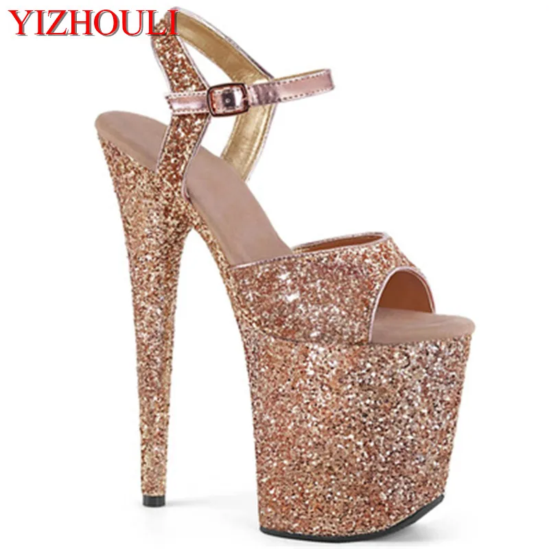 20cm sexy sky-high flash waterproof platform stiletto heels/ultra-high heel pole dancing model walking  dance shoes