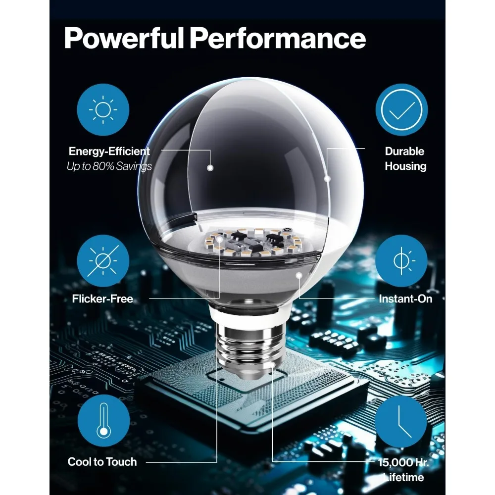 60 عبوة من مصابيح الزينة LED G25 Globe، مخرج عالي للحمام، 1000 لومن، 11 وات (ما يعادل 100 وات)، 3000 كلفن أبيض دافئ، موفر للطاقة