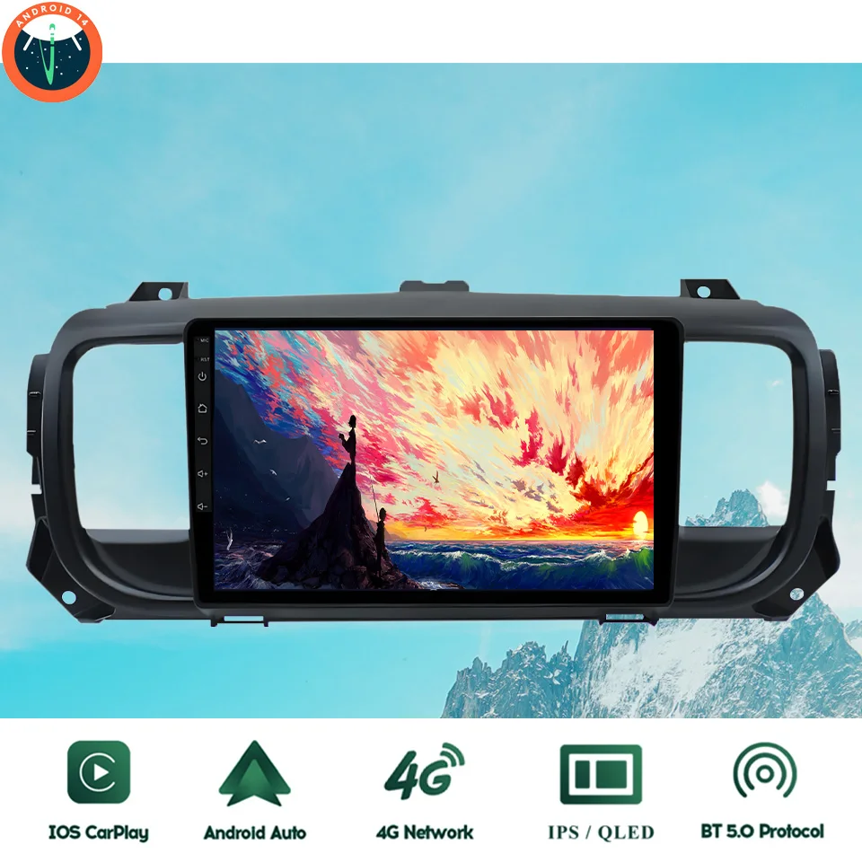 9‘ Android 14 8G Ram Car GPS Navi Music Video Multimedia Player For Peugeot Expert Citroen Jumpy 2016 - 2021 Auto Stereo HU RDS