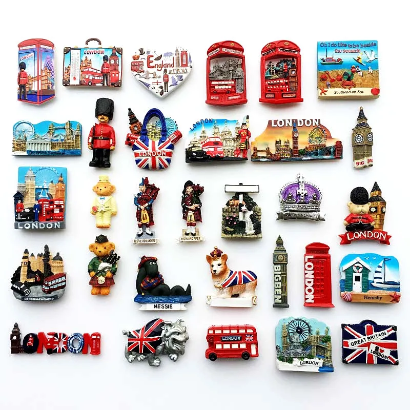 London Fridge Magnet Souvenir Britain England Big Ben Magnetic Refrigerator Sticker Colorful Painted Handicraft Gift for Family