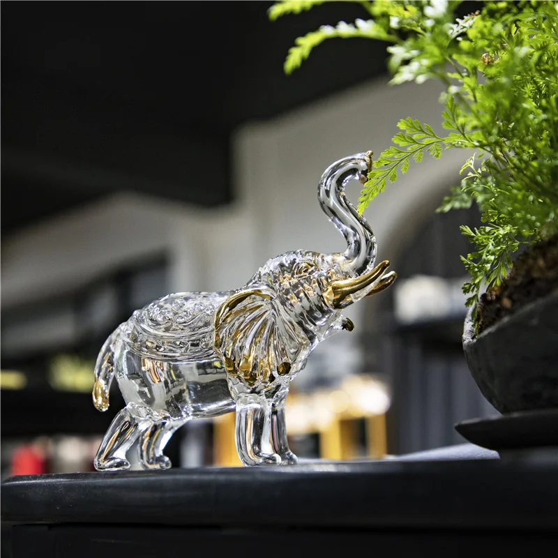 

Nordic Minimalist Animal Ornaments Handmade Crystal Elephant Miniature Items Cute Desk Accessories Mini Figurines Crystal Decor