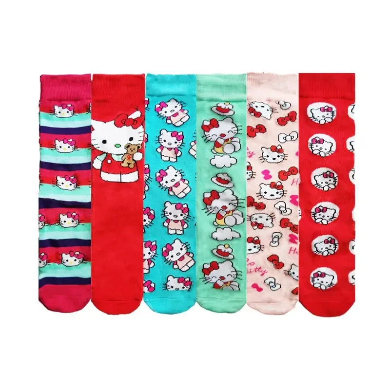 Hello Kitty جوارب كرتونية للنساء ، جوارب أنبوبية ، قطن ، كوسبلاي ، بالغ ، كاواي ، موضة الموضة ، نمط 33