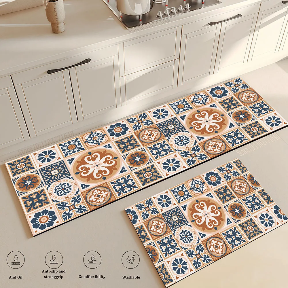 New 1 Pc Simple Style Soft Kitchen Floor Mat Absorbent Anti-Fatigue Non-Slip Easy To Handle Carpet Long Large Bathroom Entrance view 3