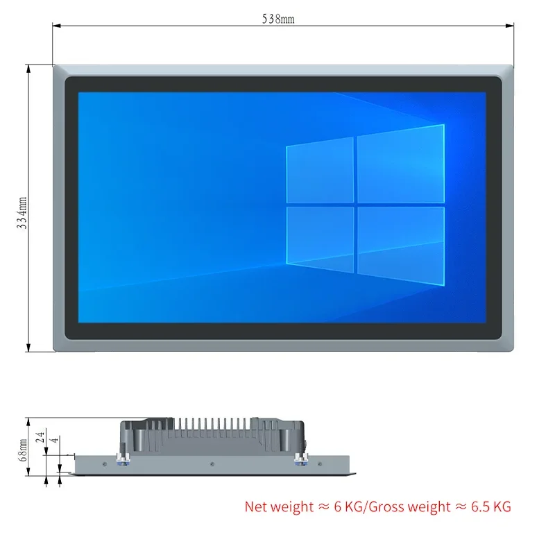Fanless Embedded 21.5 inch Touch control industrial panel pc J4125 All In one Computer Ip65 Waterproof industrial pc