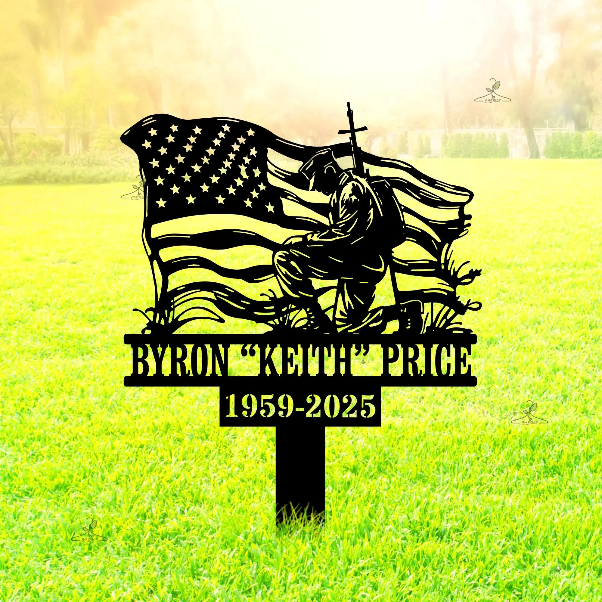 Custom Military Memorial Yard Stake Custom Veteran Memorial Garden Sign 