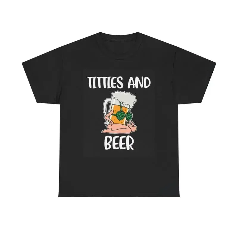 Titties And Beer T Shirt Funny Garage Beers Jokes Heavy Cotton